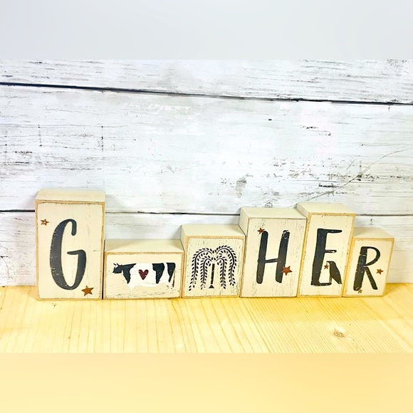 *Primitive “Gather” Letter Blocks - Picture 1 of 11